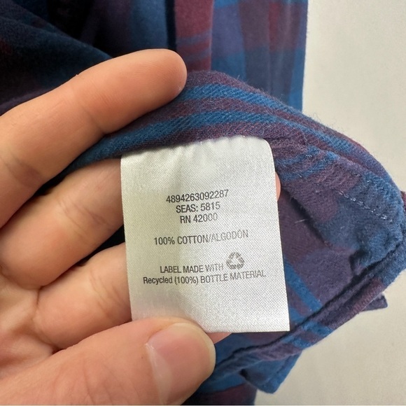 Route 66 red and blue plaid flannel button down long sleeve shirt - Picture 3 of 4